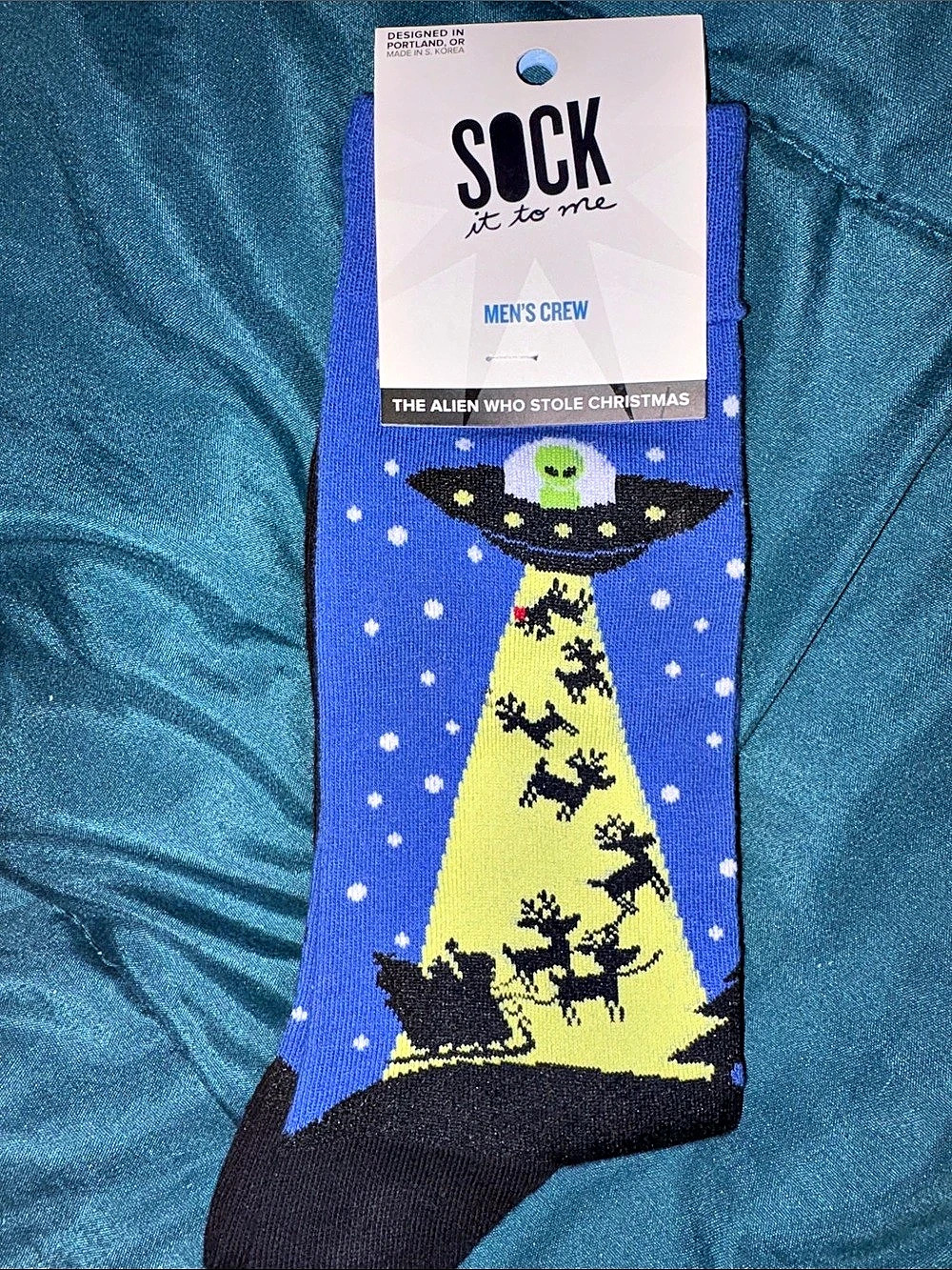 Sock It To Me The Alien Who Stole Christmas Men or Women -Crew Socks Crew Socks
